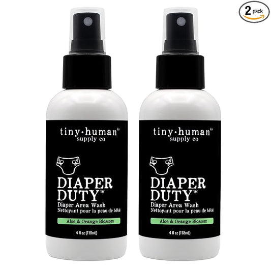 Diaper Duty Diaper Area Wash 4oz (2 Pack), Orange Blossom & Aloe, Gentle Cleansing Spray for Cloth Diapers, Calming & Soothing
