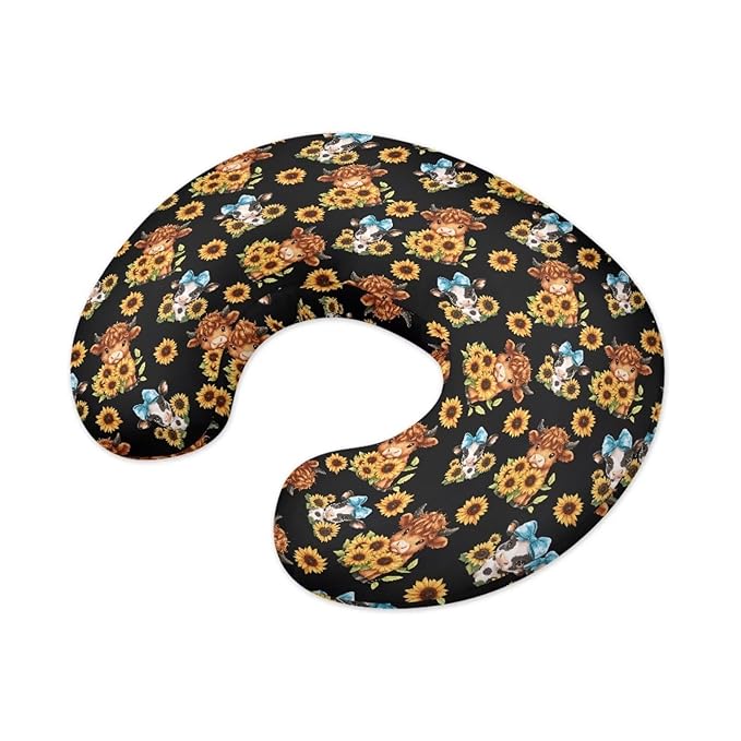 Jeiento Sunflower Cow Nursing Pillow Covers Newborn U-Shaped Breastfeeding Pillowcase Cushion Cover Soft Positioner Case for Nursing Pillow Quick Dry Pillow Covers