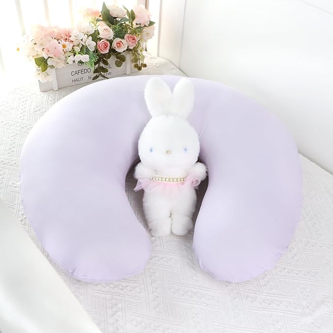 SWESEN 2 Pack Nursing Pillow Covers, Ultra Soft Nursing Cover for Breastfeeding Pillows, Stretchy Nursing Pillow Slipcover for Baby Girls Boys, Fits Standard Baby Pillow, Purple Floral