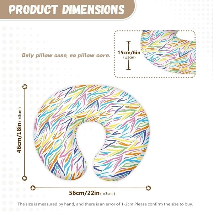 Colorful Zebra Skin Nursing Pillow Cover for Baby Boy Girl Breastfeeding Slipcover Infant Newborn Nursery Bottle Pillowcase Breathable and Washable