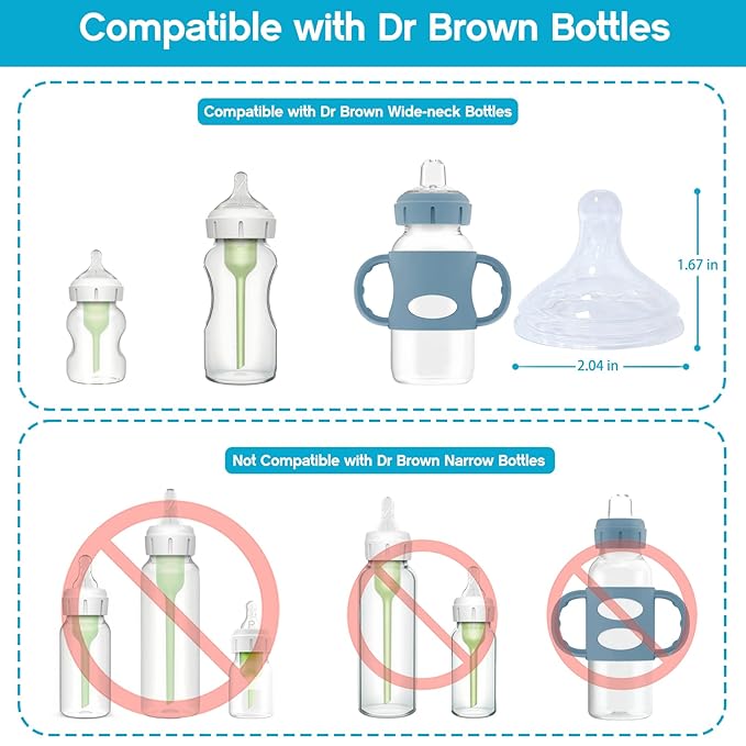 Silicone Baby Nipple for Dr Brown's Natural Flow Level 3 Wide Neck Baby Bottles, Soft Bottle Nipples for Baby 6m+, Fast Flow, 4 Count