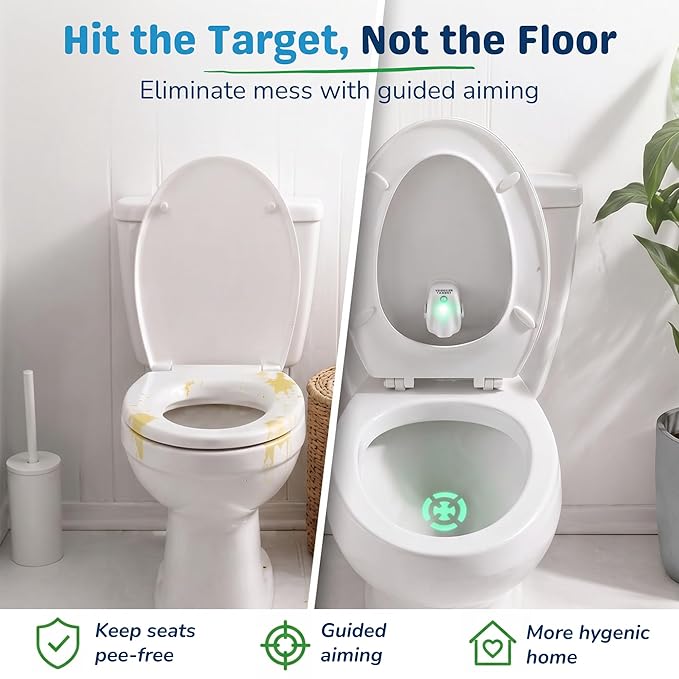 Adjustable Potty Toilet Target with Motion Sensor, Bullseye Illumination, and Nightlight, Precision Training - Ideal for Boys' Potty Training (2 Packs)