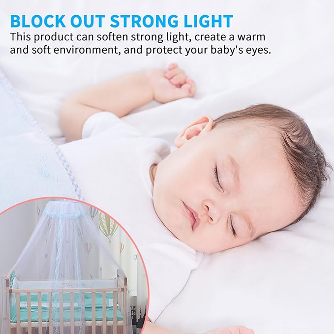 Universal Crib Floor Mosquito Net with Lace, Breathable Crib Netting Bed Curtains Canopy for Baby Kids, Toddler Bed Crib Dome Canopy Netting Without Stand