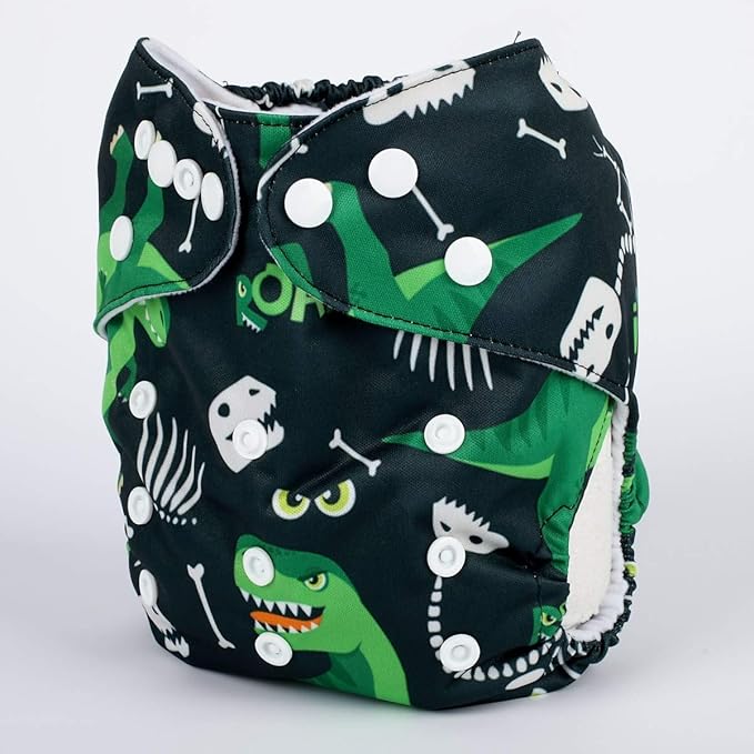 Baby Pocket Diaper Nappy Reusable Washable 8lbs to 36lbs (Dinosaur)