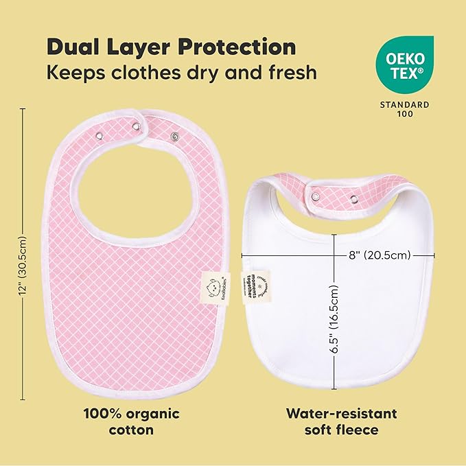 8-Pack Organic Baby Bibs for Boys, Girls - Soft Cotton Drooling and Teething Bibs for Baby Girl & Boy, Extra Absorbent, Easy to Clean & Put On for Toddler, Newborn, Infant 0-24 Months (Blush)