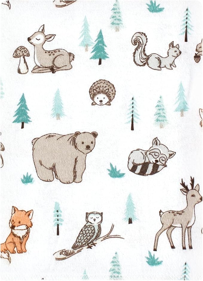 Hudson Baby Unisex Baby Cotton Flannel Burp Cloths Bundle, Neutral Woodland Pals, One Size