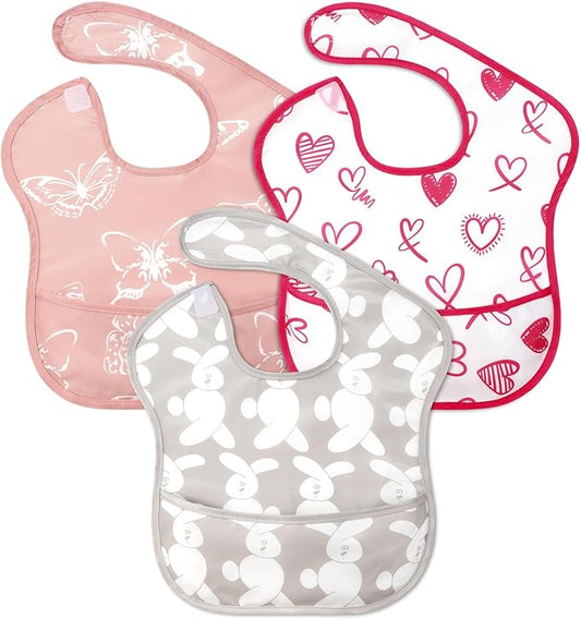 Accmor Baby Bibs for Eating, Waterproof Mess Proof Baby Toddler Bibs, Apron Smock Feeding Bibs for Girls Boys