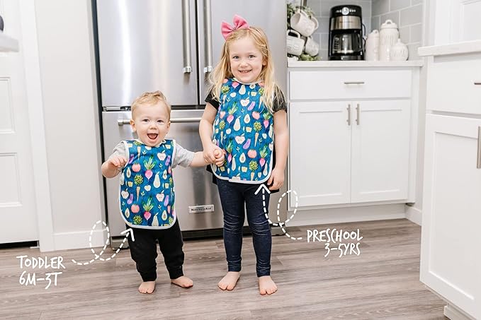 BapronBaby Organic Produce Bapron - No Neck Tie Safer Bib for Baby & Toddler - Soft Waterproof Stain Resistant - Machine Washable - Sz Preschool 3-5yrs