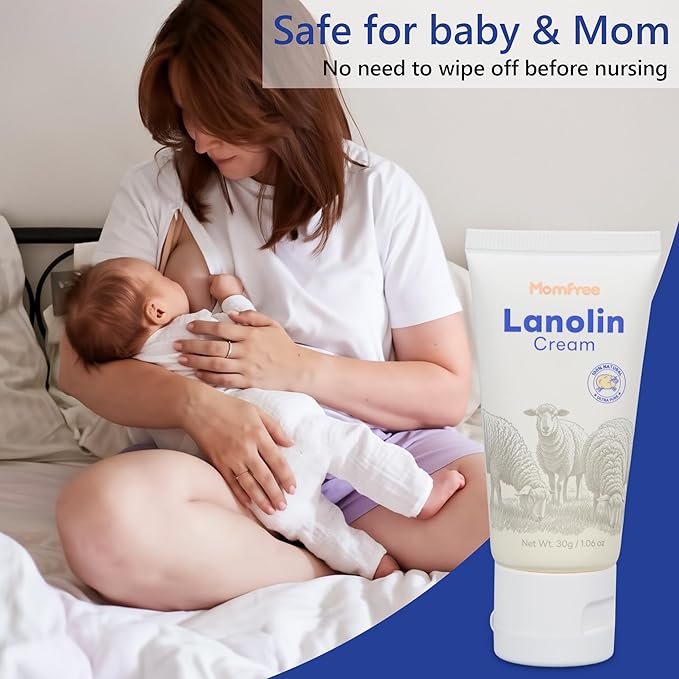 Nipple Cream Safe for Breastfeeding: Lanolin Nipples Balm 100% Natural | Sore Nipple Relief & Cracked | Soothing Protection for Nursing Moms - 30g/1.06oz
