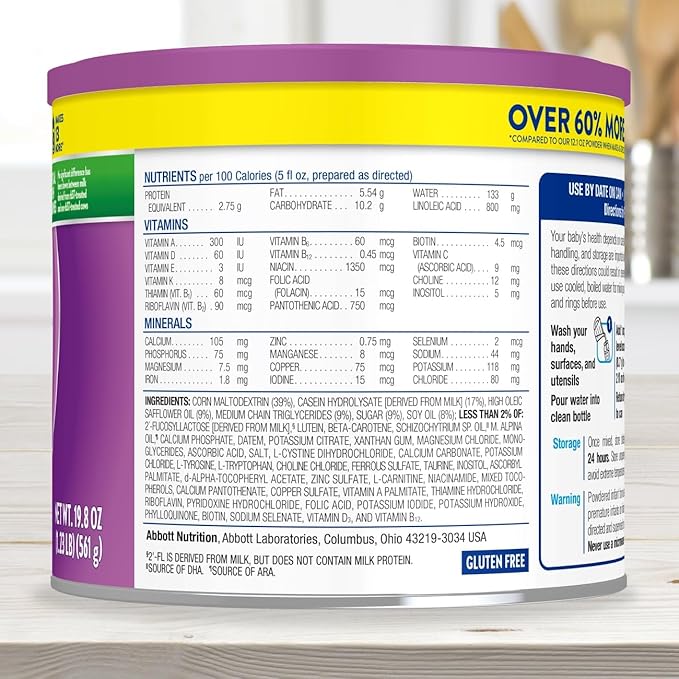 Similac Alimentum with 2’-FL HMO Hypoallergenic Infant Formula, for Food Allergies and Colic, Suitable for Lactose Sensitivity, Baby Formula Powder, 19.8-oz Value Can, Pack of 4