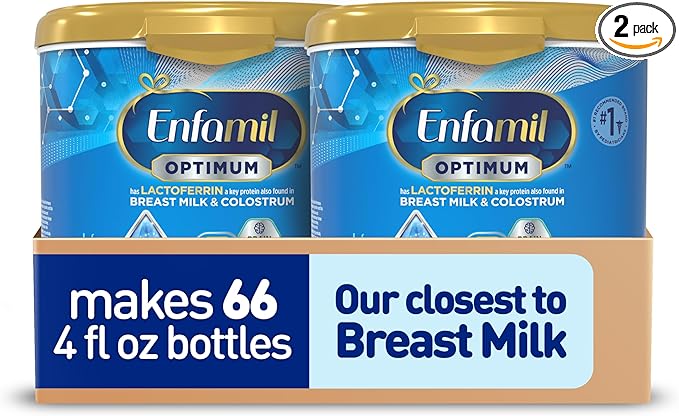 Enfamil Optimum (Enspire),Our Closest Formula to Breast Milk,Immune-Supporting Lactoferrin and Brain-Supporting DHA Baby Formula,Powder 20.5 Oz Tub,(Pack of 2)