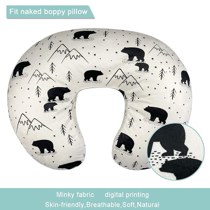OWLOWLA Nursing Pillow Cover, Breastfeeding Pillow Slipcover Fits Nursing Pillow for Baby Boy Girl(Bear)