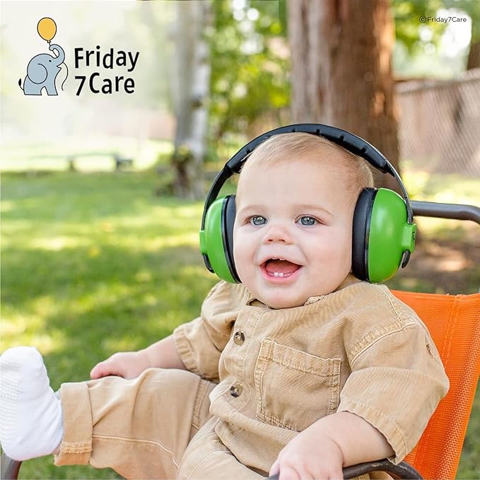 Friday 7Care Baby Ear Protection Noise Cancelling Headphones for Ages 0-24 Months, Green