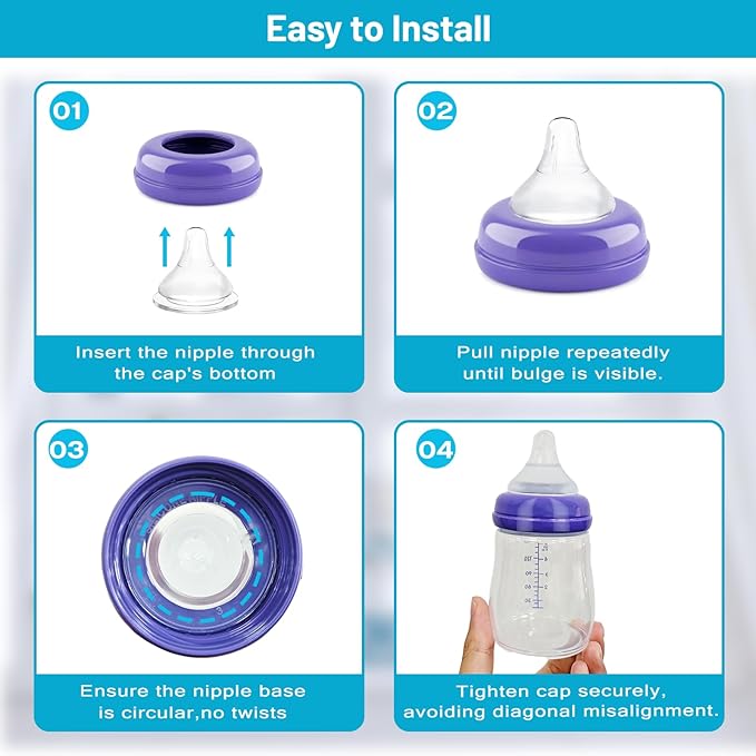 Silicone Bottle Baby Feeding Nipples Compatible with Lansinoh Bottles, Replacement Soft Nipple for Baby 6+ Months, Anti-Colic, BPA-Free, Fast Flow, Size L, 6 Count