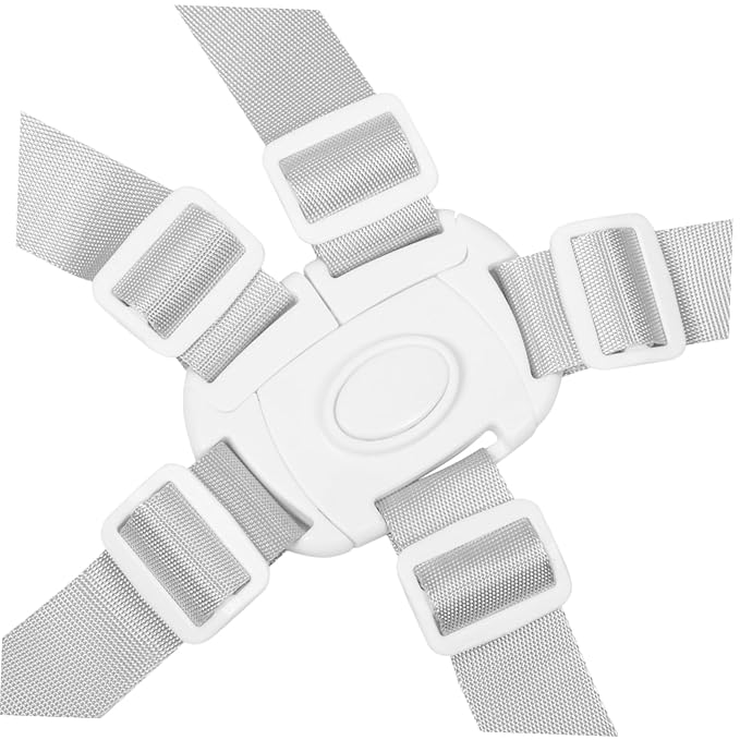 SUPVOX Adjustable Five-Point Safety Harness for High Chairs and Strollers Boy Girl Seat Straps for Boy Girl Easy to Install Comfortable Versatile Use Secure White Design for Toddlers