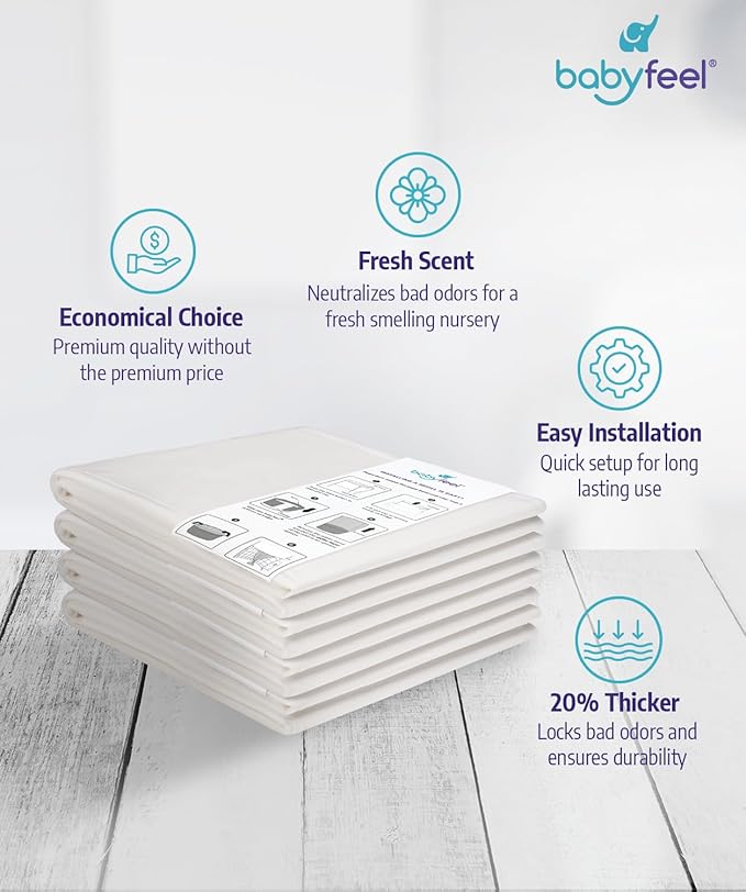 Babyfeel Refills Compatible with DEKOR MINI Diaper Pails | 4 Pack | Exclusive 20% Extra Thickness | Diaper Pail Refills with Powerful Odor Elimination | Powder Scent | Holds up to 1320 Diapers