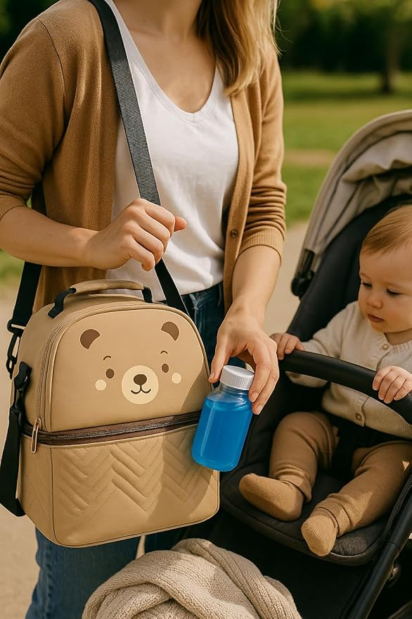 breast milk cooler travel bag with an exclusive and delicate design, five Breastmilk Storage Bags are included with your cooler bag, baby bag, baby bottle bag,