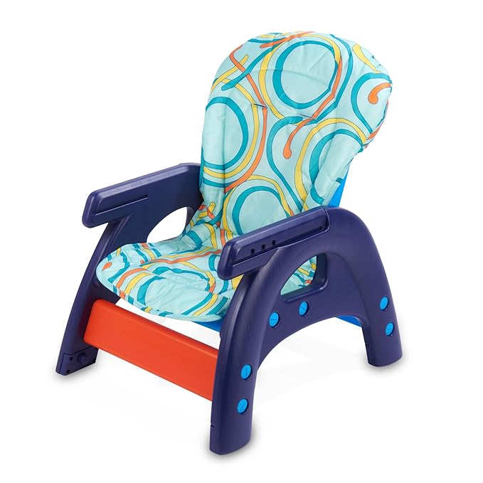 Badger Basket Envee II Convertible Baby High Chair with Infant Feeding Seat, Booster Seat, and Toddler Desk with Chair - Blue/Orange