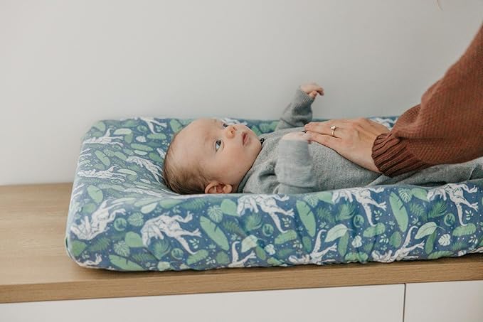 Copper Pearl Premium Knit Changing Pad Cover : Soft, Stylish, and Universal Fit for All Standard Diaper Changing Pads, Trendy Design Changing Pad Covers, Jurassic Park Fossils.
