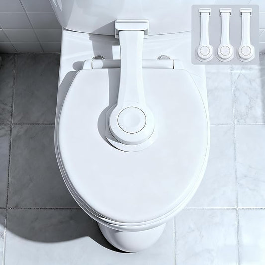 Toilet Locks Baby Proof - Toilet Seat Locks for Toddlers, Strong 3M Adhesive, Easy One-Hand Operation, Child Safety, Fits Most Toilets(3-Pack)