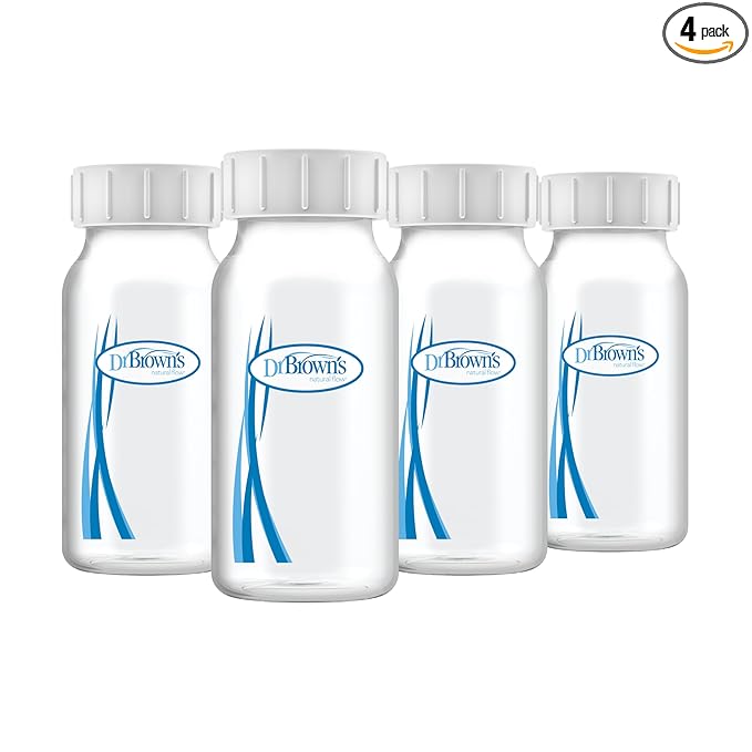 Dr. Brown's Breast Milk Collection Bottles with Storage Caps, Breast Pumps Compatible, Collect, Store, and Keep Milk Fresh, BPA Free – 4-Pack