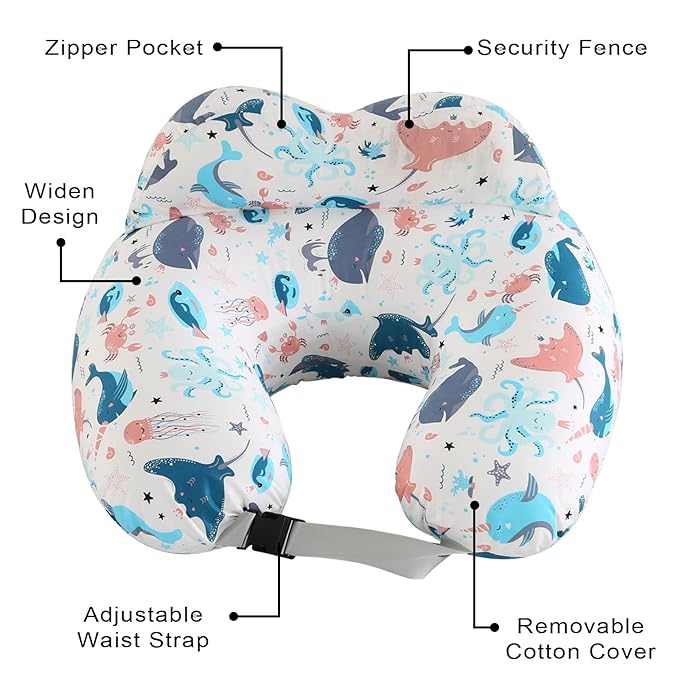 BATTOP Nursing Pillow for Breastfeeding, Feeding Pillow with Adjustable Waist Strap, Removable Slipcover, Breastfeeding Pillows for More Support for Mom, Plus Size, Extra Pillow on Top