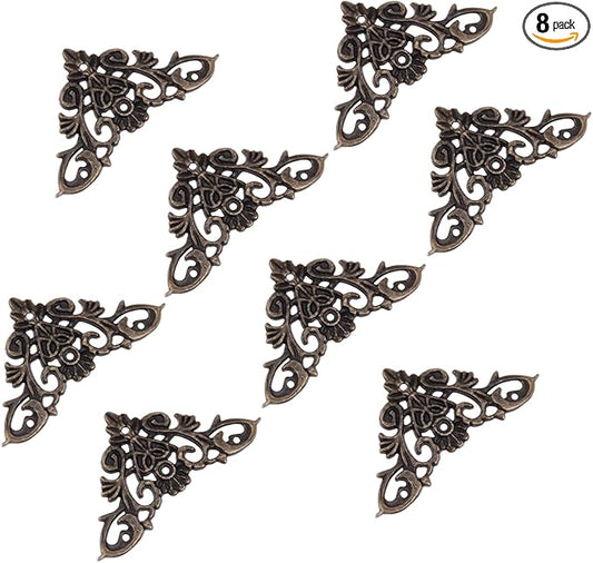 dophee 8Pcs Vintage Style Corner Protectors Guards Covers Triangle Connectors Embellishments for Jewelry Box Wooden Cases Wedding Book Decoration, 1.81"x1.81", Antique Bronze