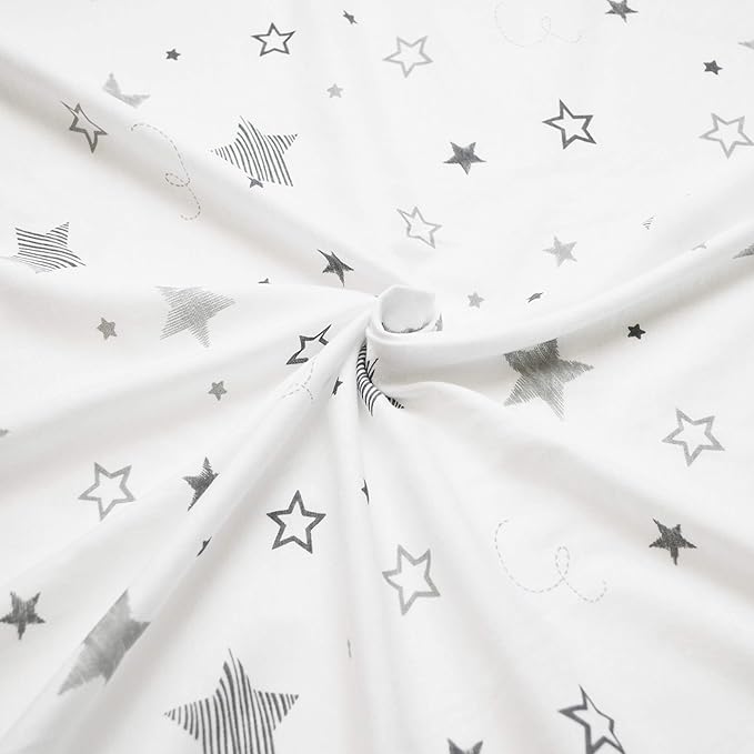TL Care Printed 100% Cotton Knit Fitted Contoured Changing Table Pad Cover - Compatible with Mika Micky Bassinet, Super Stars, for Boys and Girls (Pack of 2)