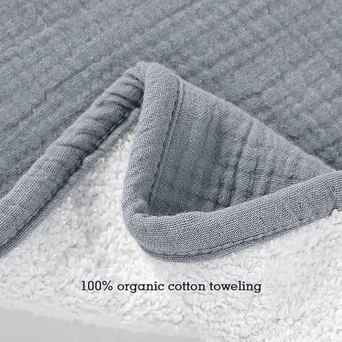 Aiden's Corner 100% Organic Muslin Cotton | Mix Use Baby Super Absorbent Infant Burp Cloth | Terry Cotton Towel | Washcloth for Newborns (Single Pewter Blue)