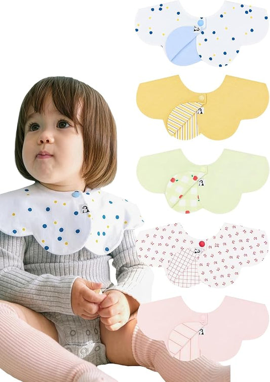 Konny Baby Bib 3/5/7-Pack Set, 360 ° Rotate, Soft and Absorbent Drooling for Toddler Boys Girls Baby Essentials