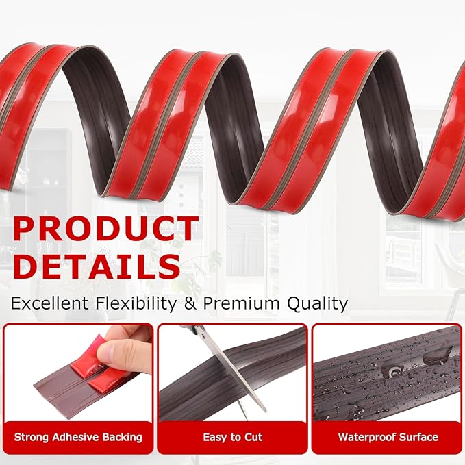 Flexible Wall Corner Protector Moulding Trim Peel and Stick Wall Corner Guards Edge Protector Self Adhesive Molding Trim Strip for Edge Ceiling (Dark Walnut Wood Grain, 2.4 in x 40 Ft)