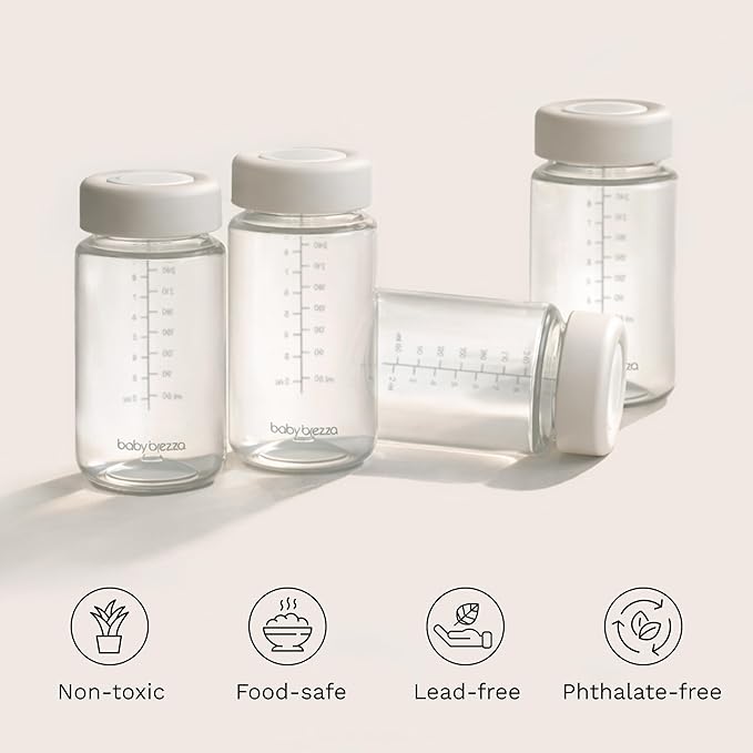 Baby Brezza Replacement Breastmilk Cooler Storage Bottles, Plastic, 10 oz, 4-Pack