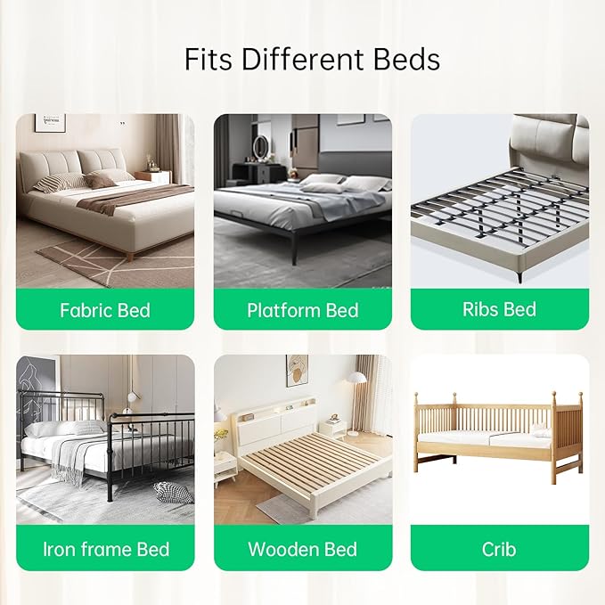 UPGOGO Folding Bed Rail for Toddlers,Baby Bed Rail Guard with Reinforced Anchor Safety System,Fit Bunk,Full Size,Queen,King,Twin(White,59"x23.6")