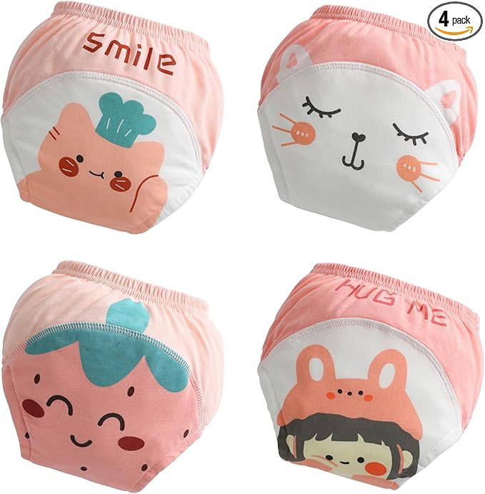 Potty Training Underwear for Girls 4T, Soft Cotton Reusable Potty Training Pants for Toddlers 4 Pack,Toilet Training Pants for Girl