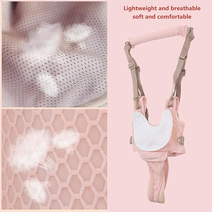 Baby Walking Harnesses, Adjustable Handheld Kids Walk Helper Infant Walking Harness Assistant Belt Walk Support Assist Trainer Tool with Detachable Crotch Pad for Infant 8 to 24 Month(Pink)
