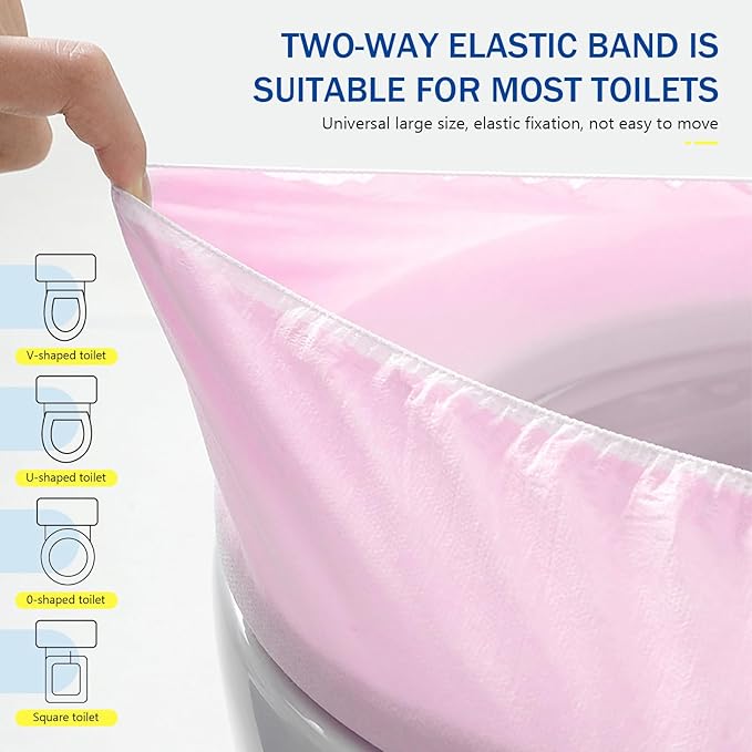 20 Pack Disposable Toilet Seat Cover Waterproof Non-Woven Fabric, Disposable Toilet Seat Covers for Travel, Disposable Seat Covers for Outing Hotel Hospital Public Toilet (Double Layer Pink)