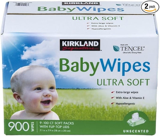 Kirkland Signature Baby Wipes wBMfyk, 13.8 Pound, (2 Box of 900 Wipes)