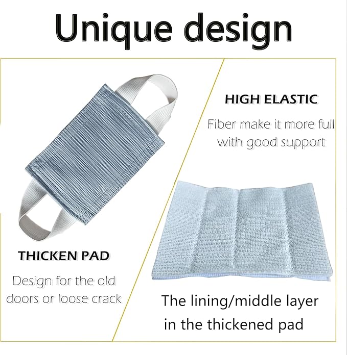 Baby Proof Door Silencer & Cloth Latch Cover, Quiet Close Anti-Slam Pads to Prevent Slamming and Accidental Locking, for Nursery and Toddler Safety (3, Grayish Blue, 4.1 * 3.1 inches)