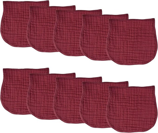6 Layer 100% Cotton Bubble Gauze Burp Cloths- Rustic Red- 10/Pack