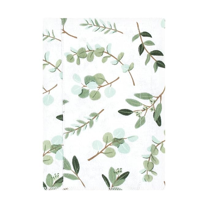 Hudson Baby Unisex Baby Cotton Flannel Burp Cloths, Eucalyptus 4-Pack, One Size