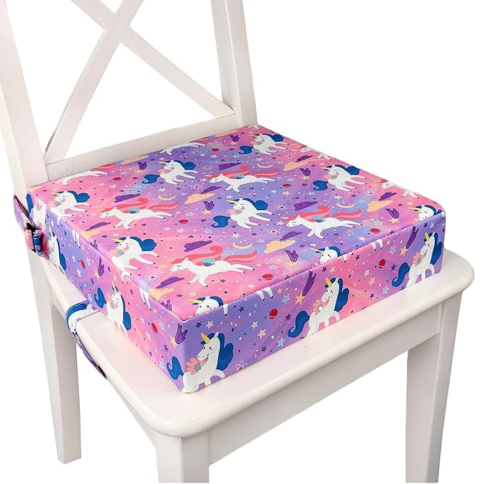 Toddler Booster Seat for Dining Table,Portable Kids Booster Seat - Adjustable, Non-Slip, Lightweight & Easy to Clean (Pink Horse)
