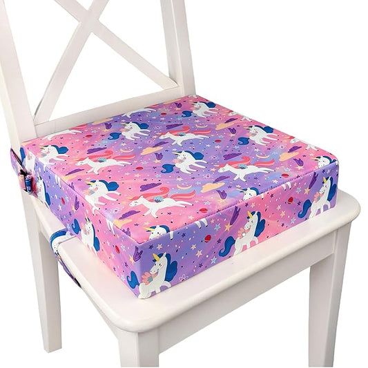 Toddler Booster Seat for Dining Table,Portable Kids Booster Seat - Adjustable, Non-Slip, Lightweight & Easy to Clean (Pink Horse)