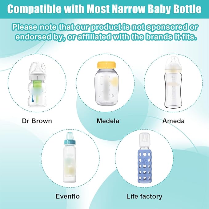 10Pcs Narrow Baby Bottle Caps Compatible with Dr Brown's, Medela, Ameda, Travel Bottle Caps Replacement Parts for Dr Brown, Storage Baby Bottle Lids with Sealing Gasket BPA Free Leak Proof (White)