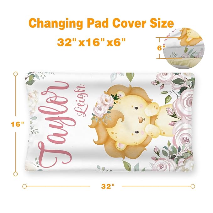 Custom Changing Pad Cover Set - Jersey Knit Comfy CozyUltra Soft Unisex Diaper Changing Table Covers with Personalized Name for Baby Boys Girls - Waterproof Ultra Soft 4 Pcs Set Style02