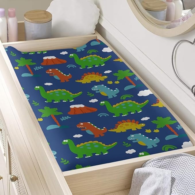 Dinosaur Tree Changing Pad Cover Lightweight Cozy Changing Table Cover for Boys Girls Soft Nursery Pad Change Cover Dust Cover Comfy Stretchy Sheet Crib Mat