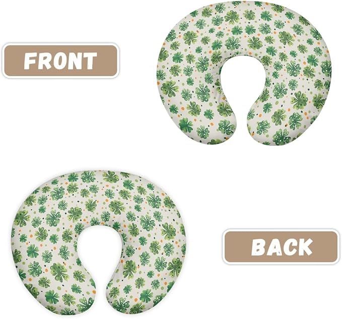 Saint Patrick’s Day Nursing Pillow Cover,Breathable Breastfeeding Pillow Slipcover for Baby Boys Girls,Clover Nursing Pillow Case for Newborn，Soft Fabric Fits Snug On Infant