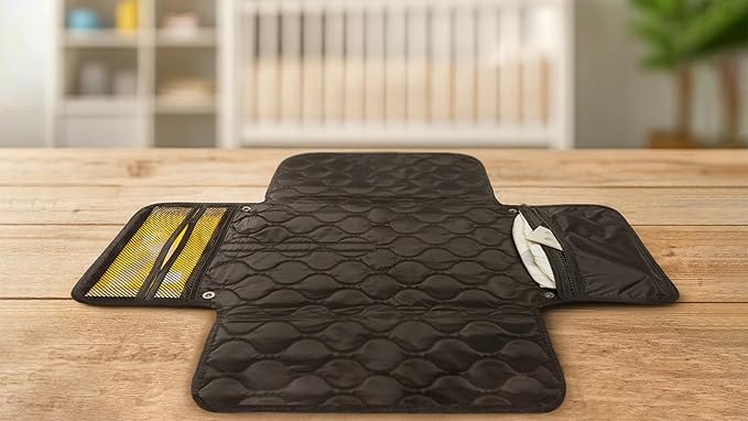 shortyLOVE Biz – Quilted Portable Baby Diaper Changing Pad with Storage & Stroller Strap