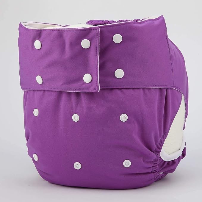 Adult Cloth Diaper Cover Nappy Reusable Washable Adjustable for Disability Incontinence Person (Purple)