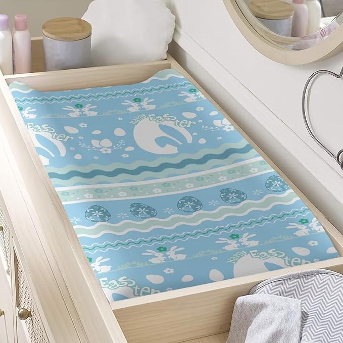 Easter Candy Changing Pad Cover Boys Rabbit Changing Table Covers for Baby Girls and Boys Soft Diaper Changing Pad Cover