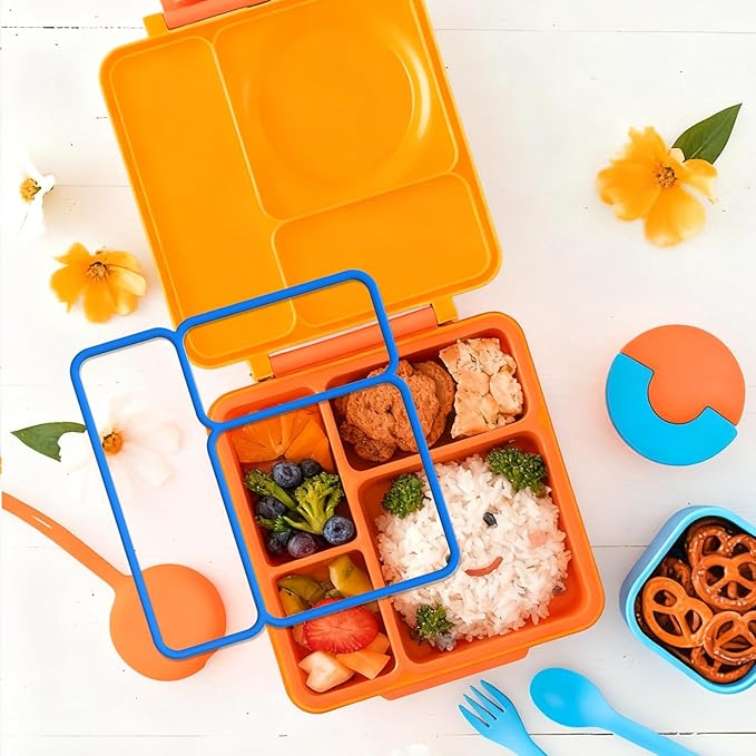 6 PCS (3 Sets) Replacement Gaskets Compatible with OmieBox Redesigned Model - Food-Grade Silicone Lid Seals and Thermos O-Rings Set - Leak-Proof BPA-Free Bento Box Accessories (Blue Orange White)